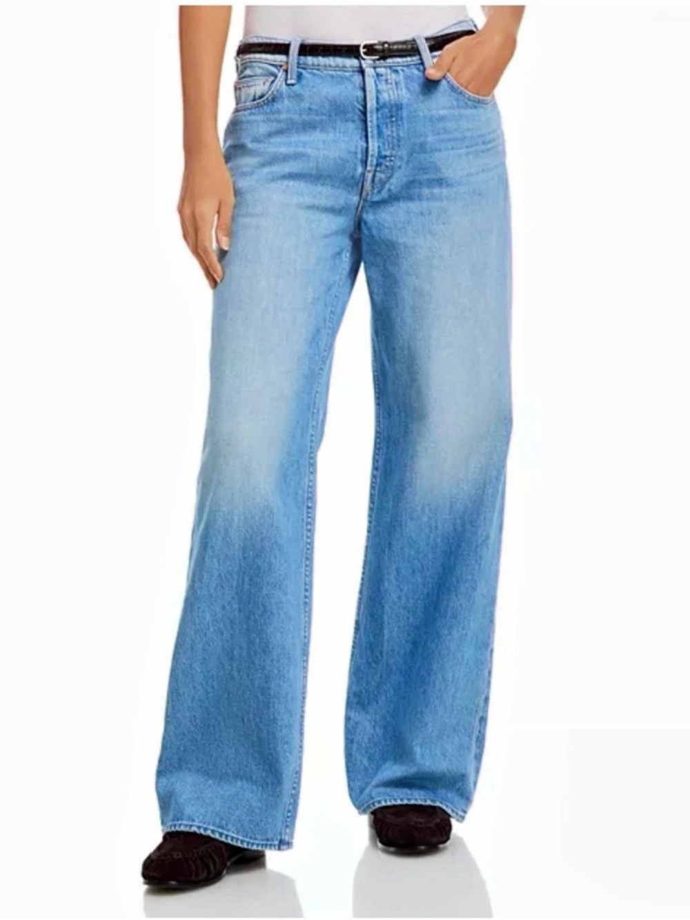 Mother
The Rerun Zip Sneak High Rise Wide Jeans in Last Bite size 26